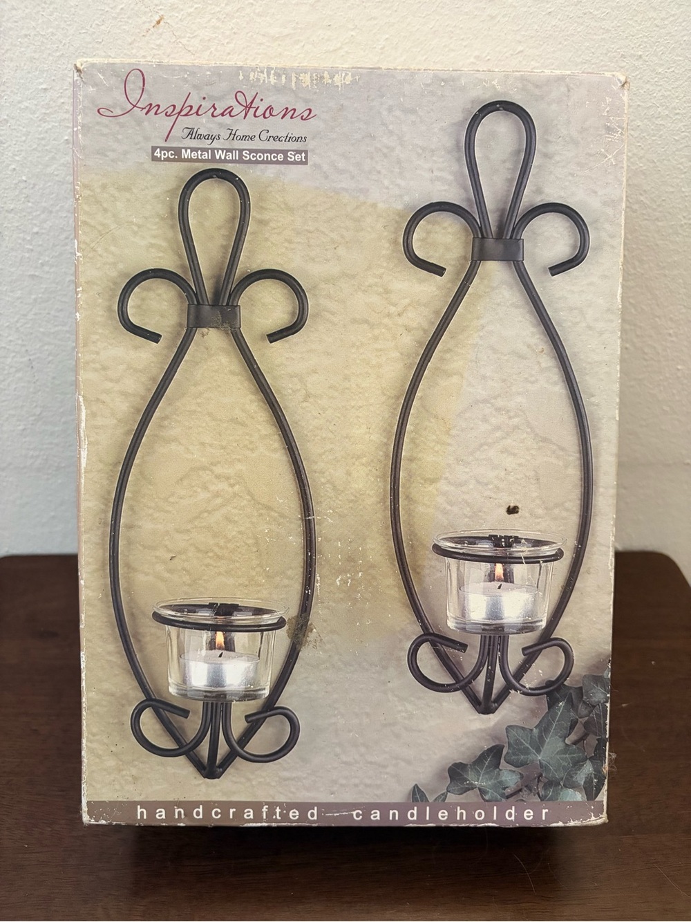 Handcrafted Black Metal Wall Sconce Candleholder - Pair